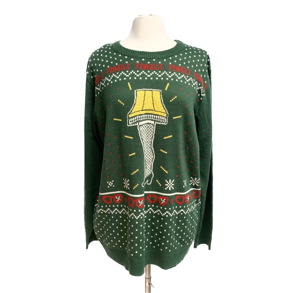 A Christmas Story Fragile Leg Lamp Ugly Christmas Sweater - size XL